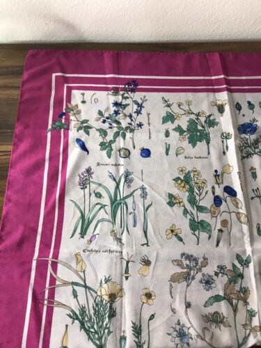 mid century Boselli Crepe poly Italian scarf flowers plant shrubs theme - Picture 1 of 9