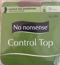 New Size Q Tan No Nonsense Control Top  Pantyhose