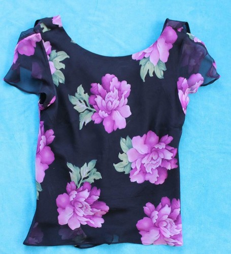 ROBBIE BEE ~ 2 Piece Black Floral Blouse Skirt Set ~ Size Ladies 12 - Picture 2 of 7