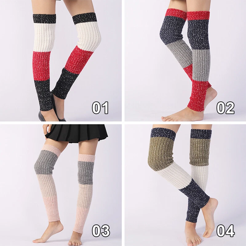 Women Gothic Leg Winter Warm Knit Over Knee Socks Thigh-High Yoga Foot Cover - Image 2 of 4