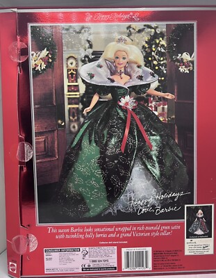 Happy Holidays 1995 Barbie Doll Special Edition Emerald Green Gown