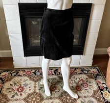 Compagnie Internationale Express Black suede Leather Skirt Size 7