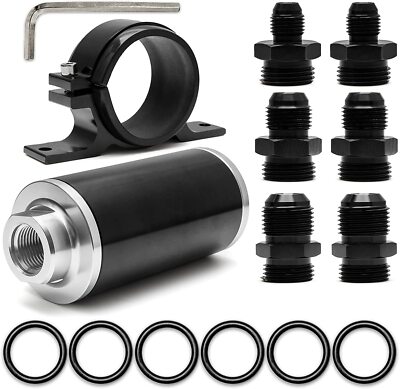 Aluminum Inline Fuel Filter with Bracket Cleanable 100 Micron  for AN6 AN8 AN10