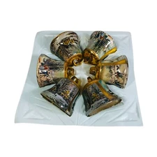 Vintage Currier & Ives Season's Greetings Set Of 6 Christmas Bell Ornaments