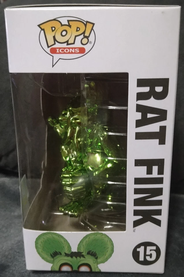 Icons Rat Fink Green Chrome #15 Pop Vinyl 2019 SDCC exclusivo abovedado Foto 2 de 4