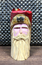 Santa Claus Hand Carved Christmas Ornament Painted Whittled Wood Folk Art OOAK