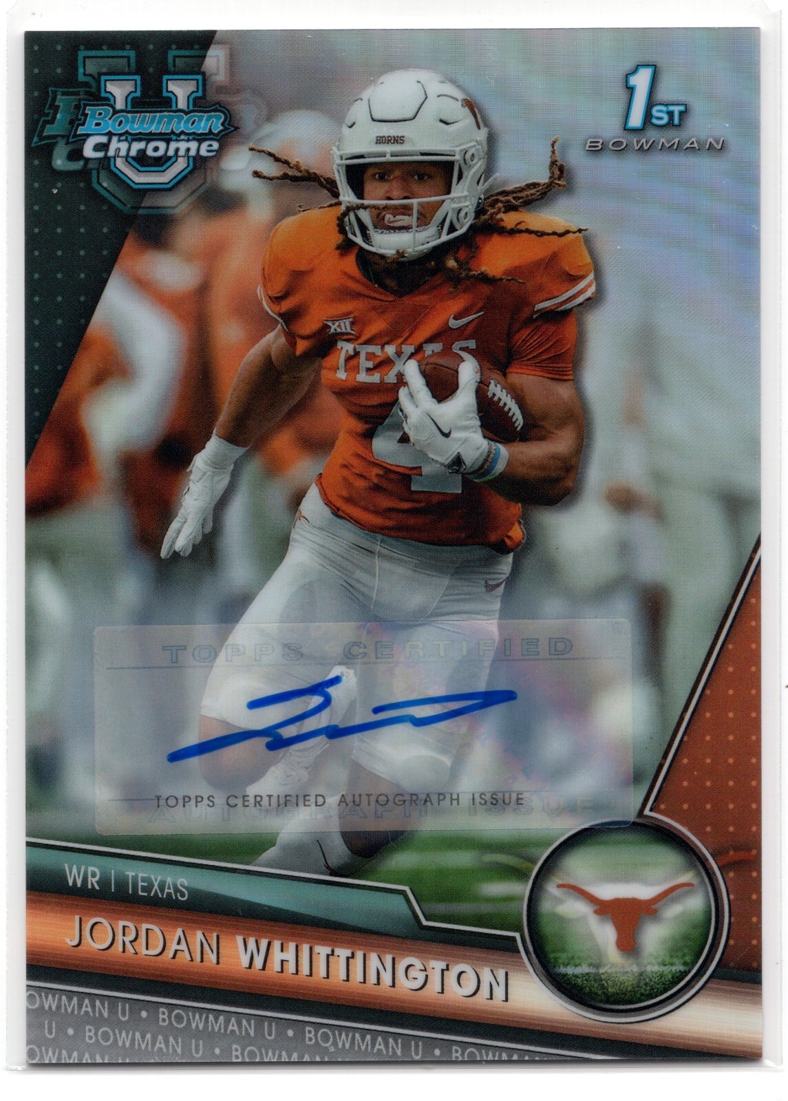 2023 Bowman Chrome University JORDAN WHITTINGTON #192 Refractor Auto RC /499