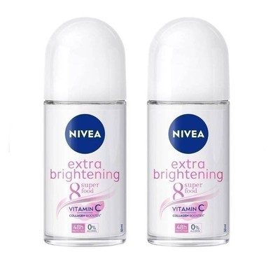 2x Nivea Extra Brightening 8 Super Food Roll On Deodorant for women 50 ml