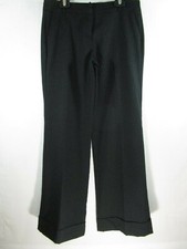 New York  Co Women's Size 2P Black Stretch Pinstripe Cuffed Hem Dress Pants