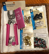 Dritz Grommet Pliers 4 Assorted Packs Eyelets Grommets Instructions 1P Kit