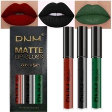 evpct DNM 3Pcs Dark Black Emerald Green Red Matte Liquid Lipstick Lip Stain Sets