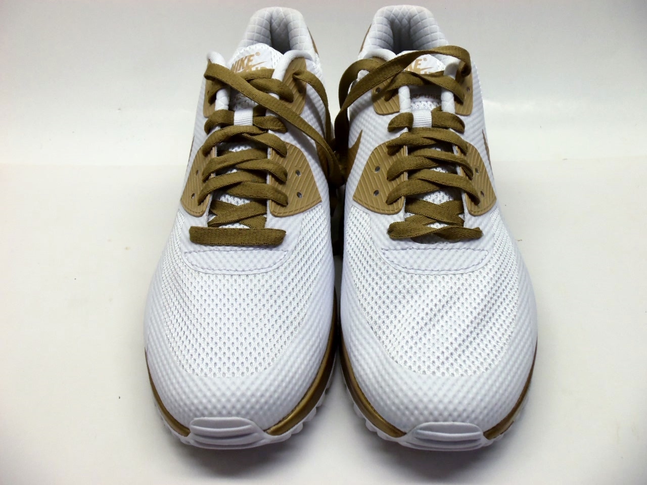 NIKE AIR MAX 90 HYPERFUSE PREMIUM ID WHITE/GOLD SIZE MEN 