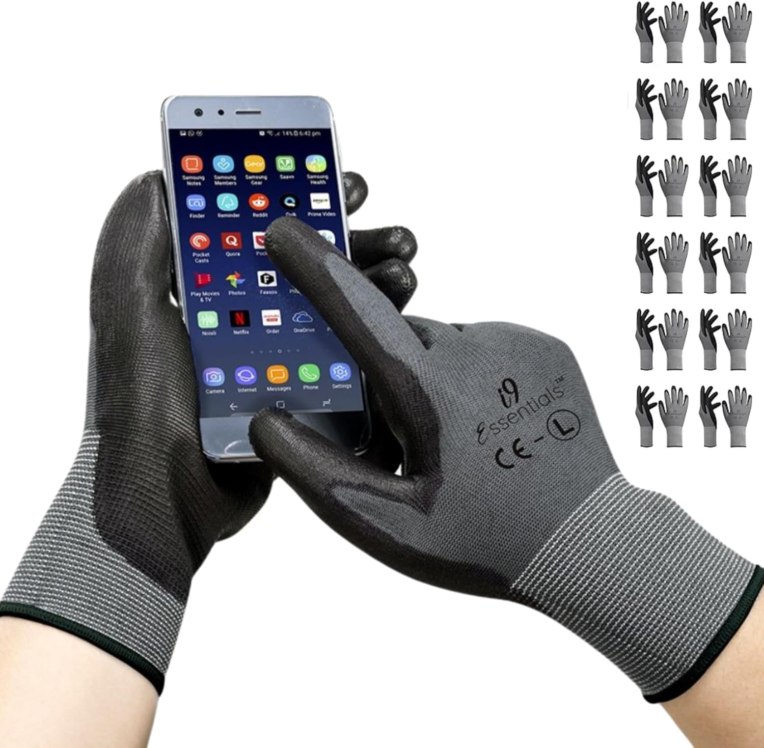 12/24 Count Safety Work Gloves Nitrile/Pu Coated with Grip, Home Improvement and