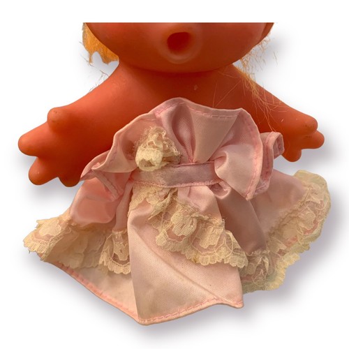 Vintage 1986 “O" Mouth DAM TROLL 4.75” Orange Hair Pink Formal Prom Dress - Picture 3 of 6