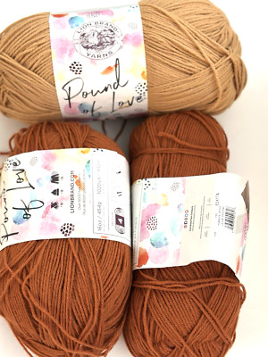 Mixed Lot of 1 Full/2 Partials ~ Lion Brand Pound of Love ~ Acrylic ~ Pumpkin