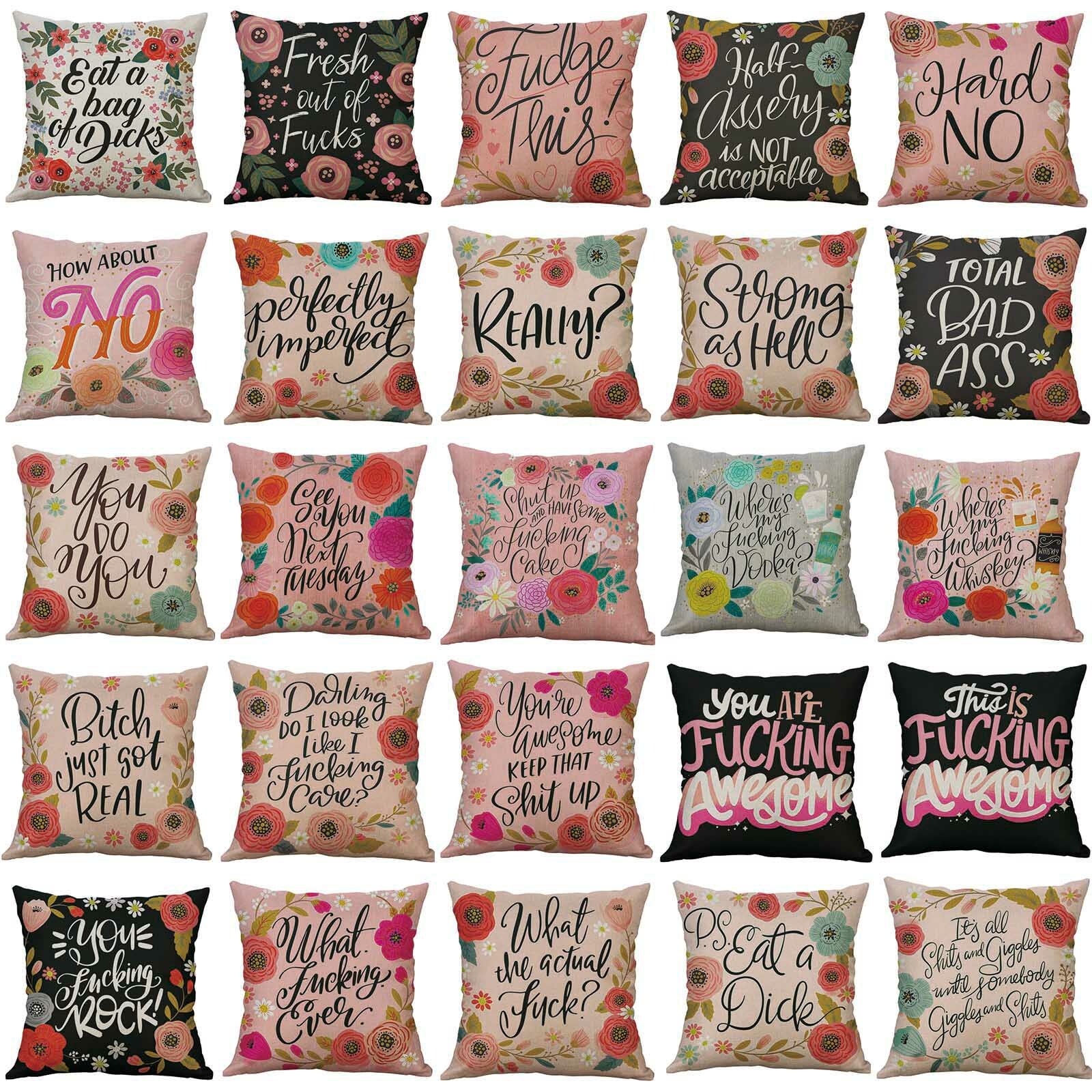 Throw Pillow Covers 18'' Pretty Sweary Art Print Decorative Pillows for Any Room-image
