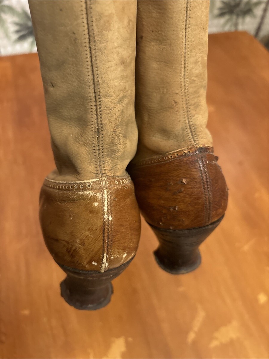 Bottes Vintage En Cuir Taille 37.5 - Talon Bas Confortable - Style Chic Décontracté - Occasion Parfait état