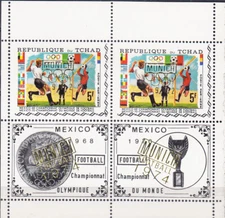 W CHAD 0267D MS MUNICH ON MEXICO WORLD FOOTBALL CHAMPIONSHIP MINI SHEET