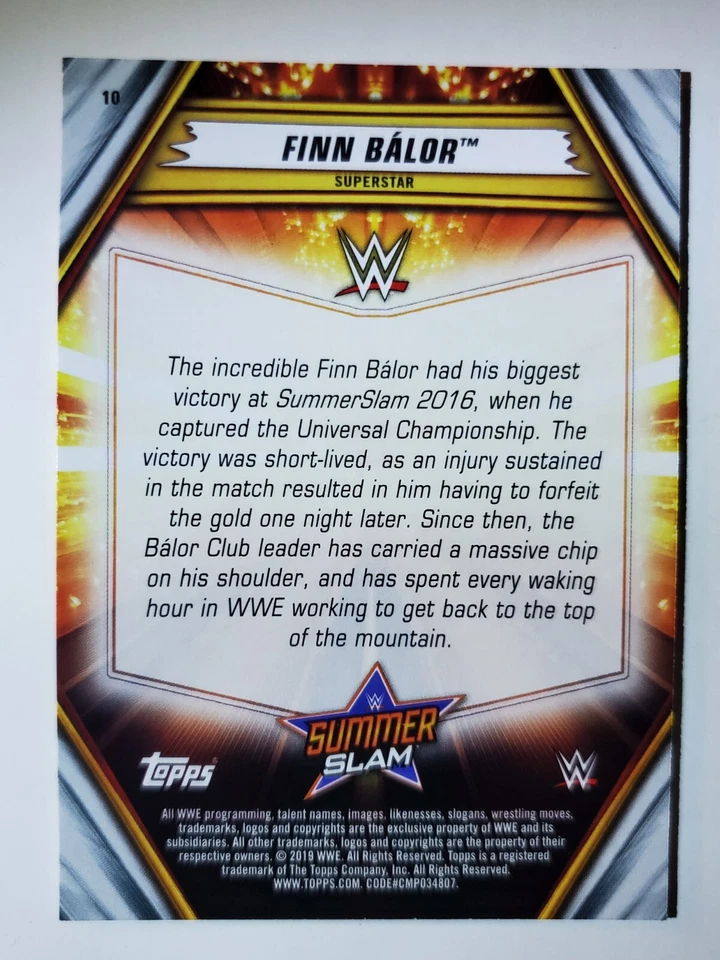 2019 Topps WWE SummerSlam #10 FINN BALOR - Image 2 of 2