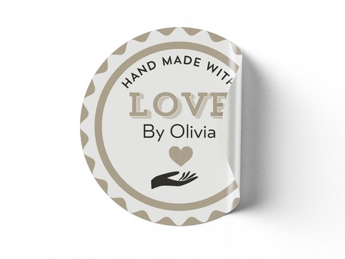 Handmade With Love Stickers Made Wiht Love Thank You Packaging Sticker With Name - Picture 11 of 13