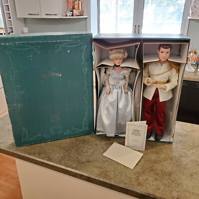 Vintage RARE Disney Cinderella Prince Porcelain Large Doll Ltd Ed Set Red Eyes