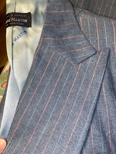 Vintage~André Martin~Tailored Striped Sport Coat Jacket~Blue~42L~MADE IN FRANCE - Picture 10 of 10
