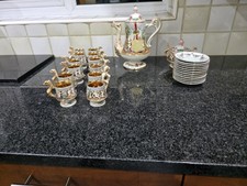 Capodimonte Tea Set Gold Detail Dragon 12 cups And Saucer Sugar/Creamer/Teapot