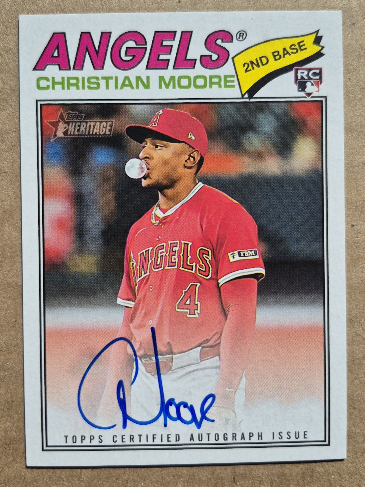 2026 Topps Heritage Baseball Christian Moore Rookie Real One Auto Card #ROA-CMO