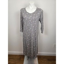 Gudrun Sjoden Grey Daisy Print 3/4 Sleeve Midi Dress Size S