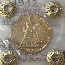 MONETA ORO REGNO D'ITALIA VITTORIO EMANUELE III 20 LIRE ARATRICE 1912 RARA qFDC