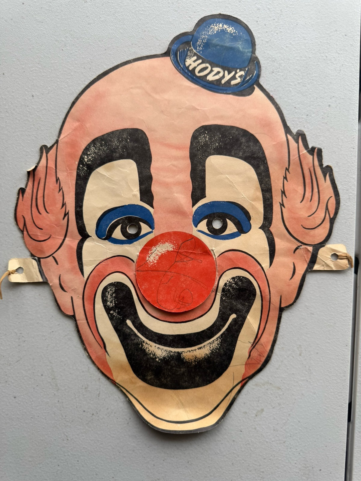 Vintage 1949 Hody's Restaurant Children Menu Clown Face Mask Die Cut California