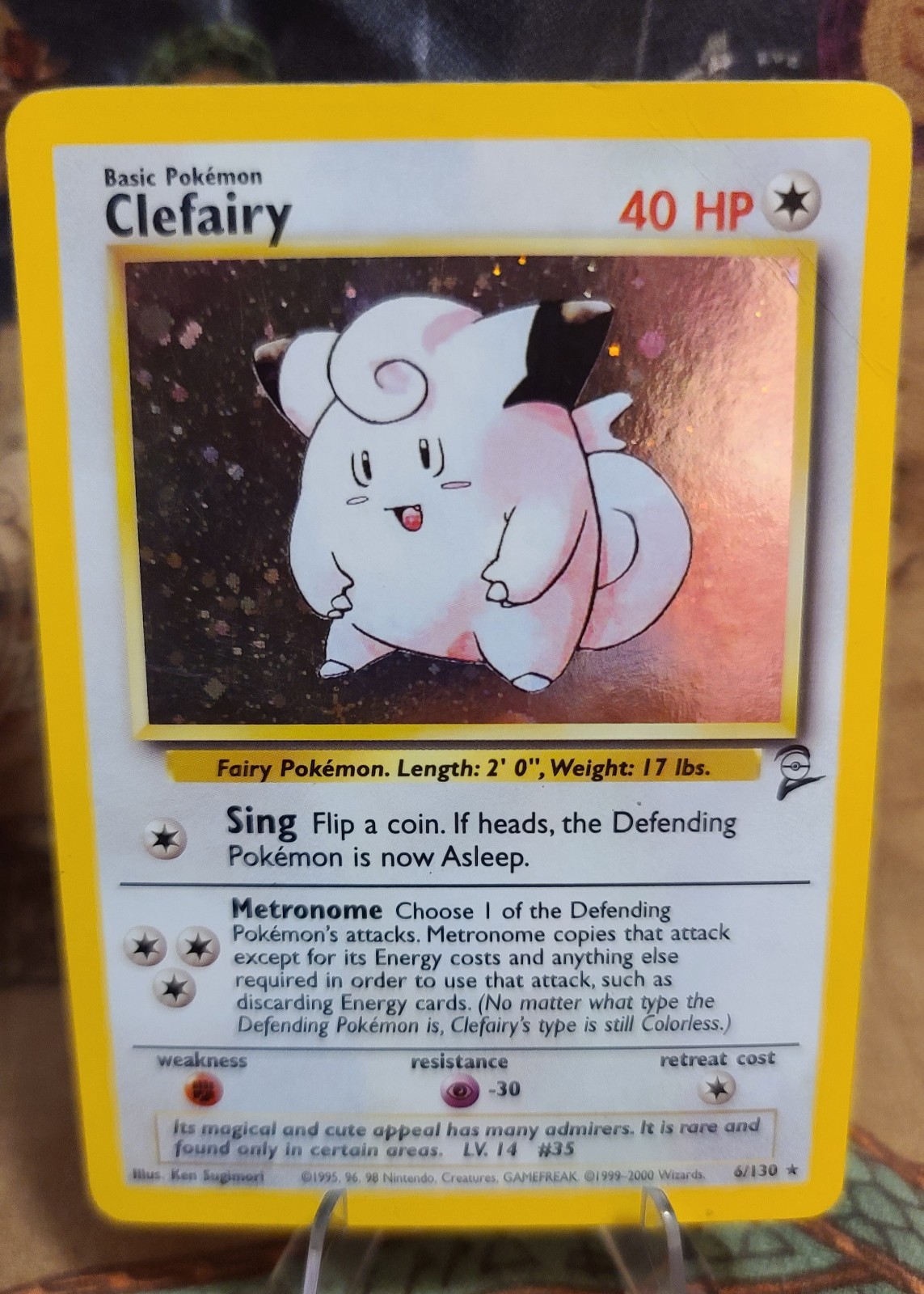 Pokemon TCG Clefairy 6/130 Base Set 2 Holo Rare Unlimited Card 1999-2000