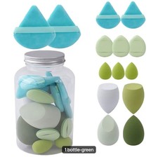 14 Pc Makeup Puffs Set- Green Brand New