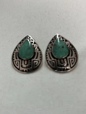 BOMA Sterling Silver 925 With Turquoise Inlay Signed Earrings