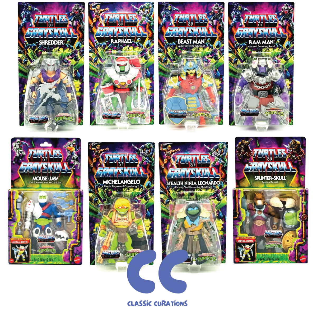 TMNT x MOTU Turtles of Grayskull Action Figures Complete Waves New