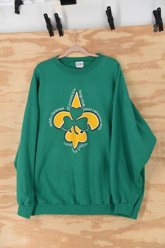 NOLA Irish Channel St Patricks Day Club Shamrock Fleur de Lis Sweatshirt Sz 3XL - Picture 5 of 8