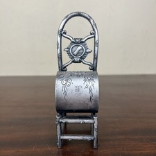 Antique Victorian Silver Plate Chair Napkin Ring Holder Etched Monogrammed 5.5"