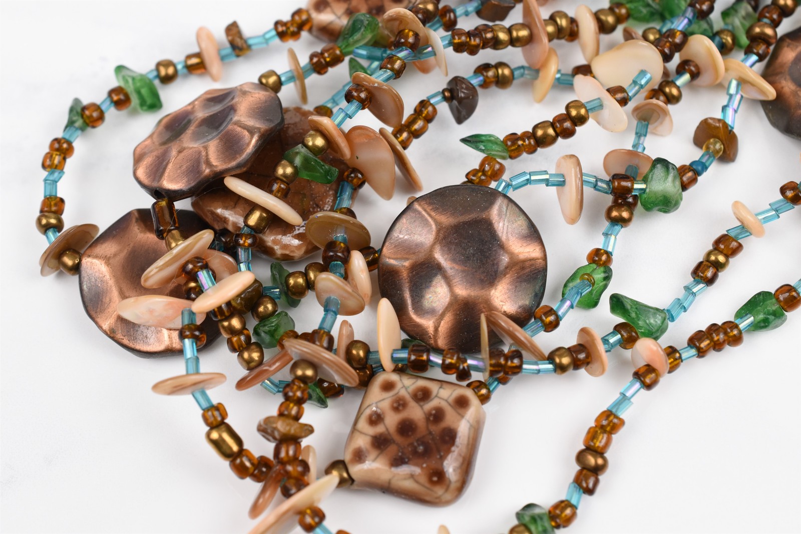 Handmade Studio Copper Multi Strand Necklace Glas… - image 8