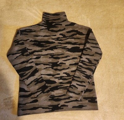 Tahari Sweater Black Camo Pattern Turtleneck Size Xs