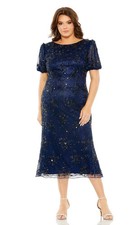 NEW MAC DUGGAL BLUE EMBELLISHED MIDI SHEATH DRESS SIZE 22W WOMEN PLUS $598