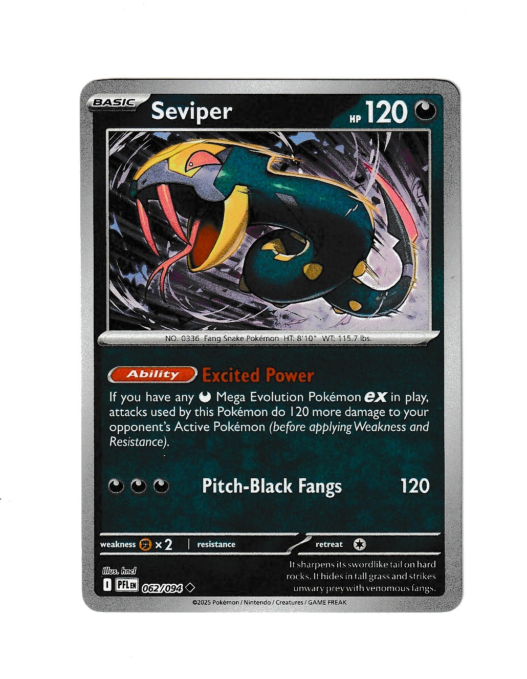 Seviper 062/094 Reverse Holo Uncommon ME02: Phantasmal Flames NM