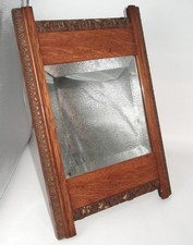 Antique Ornate Oak Shaving Mirror ~ 19 c Beve...