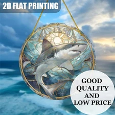 8x8 Bohemian Shark Sun Catcher with Ocean Design for Home Office Ocean Lovers Gi