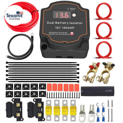 3M Dual Battery Isolator Kit 140Amp Battery Isolator 12V Kit Split Charge Relay