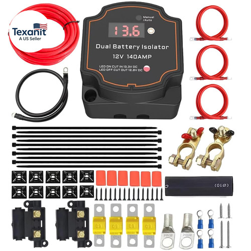 3M Dual Battery Isolator Kit 140Amp Battery Isolator 12V Kit Split Charge Relay