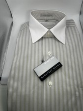 Geoffrey Beene Dress Shirt Mens 16 34-35 Green Stripe Wrinkle Free NWT