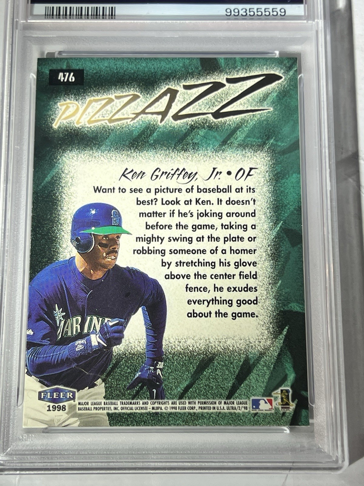 1998 FLEER ULTRA #476 KEN GRIFFEY JR. PSA 9 view 3