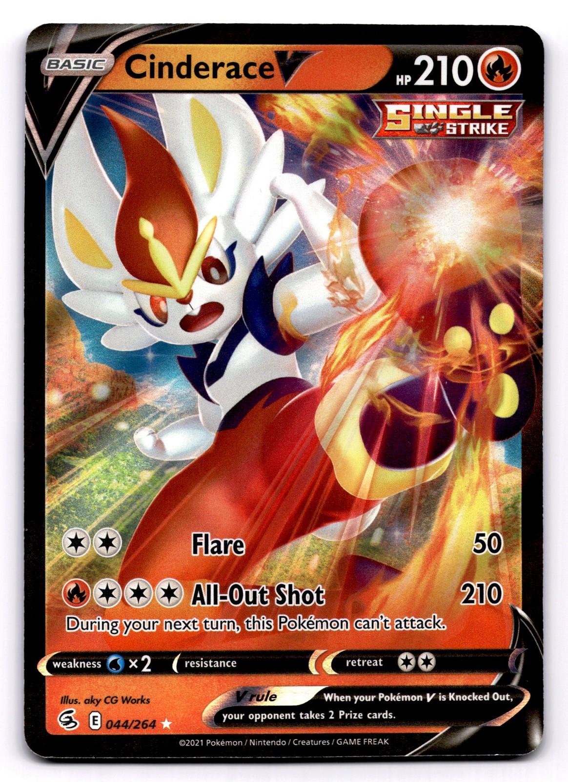 Cinderace V (44) 044/264 Ultra Rare Pokemon TCG SWSH08: Fusion Strike NM