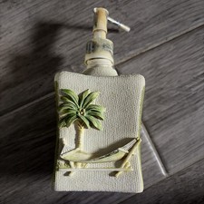 NEW 2 PC SET CROSCILL LADER HANDPAINTD SOAP DISPENSER+UMBRELLA TOOTHBRUSH HOLDER