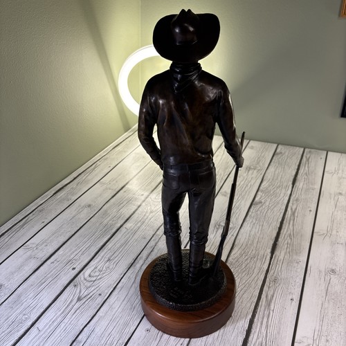 Vintage The Plainsman Bronze 20 Zoll 16 Pfund Statue Künstler Don Hill 11-1-92 #3-100. - Bild 21 von 24